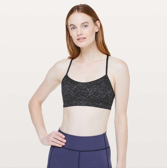Lululemon Flow Y Bra - Nulu Dark Cast Lacescape Size 2 - Picture 2 of 7